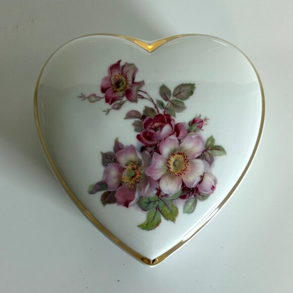 Gerold Porzellan Heart Trinket Box Porcelain Bavaria Western Germany - Picture 3 of 7